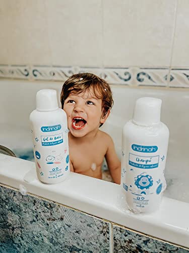 Gel de baño bebe Hidratante, Sin Sulfatos, Aloe Vera, Caléndula, 92% Natural, (250ml) [INDRINAH]