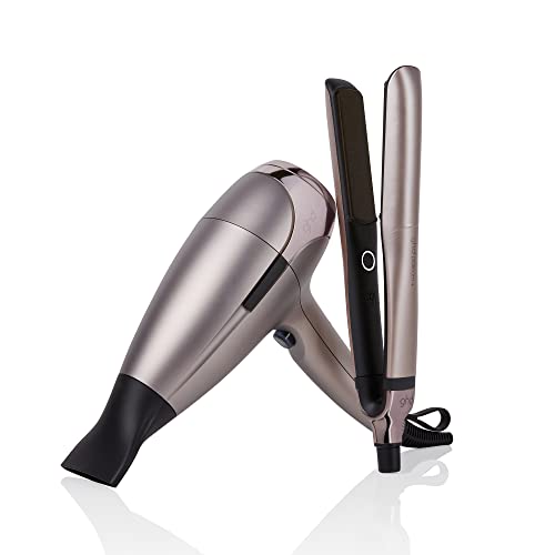 ghd desire deluxe set - set de regalo plancha de pelo platinum+ y Secador de Pelo Profesional Helios, gris metal