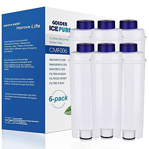 GOLDEN ICEPURE Filtro de café de repuesto para DeLonghi DLSC002, SER3017 y 5513292811 – incluye versiones de la serie ECAM, Esam, ETAM (6 unidades)