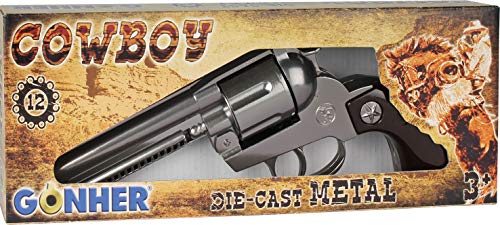 Gonher-Revolver 12 Tiros-Plata, multicolor, sin talla (121/0)