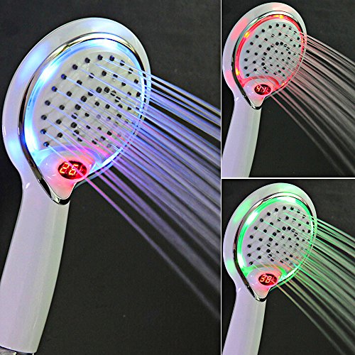 GuDoQi Rociador Ducha LED Con Sensor De Temperatura Pantalla Digital Cambio De 3 Colores Alimentado Por Agua