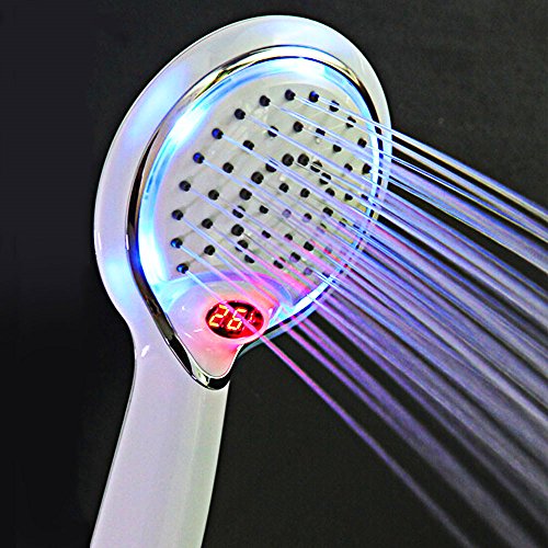 GuDoQi Rociador Ducha LED Con Sensor De Temperatura Pantalla Digital Cambio De 3 Colores Alimentado Por Agua