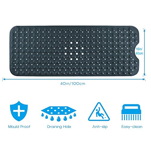 HausFine Alfombra Antideslizante de Baño, Alfombra para Bañera Antideslizante Alfombrilla de Baño con 200 Potentes Ventosas para Cuarto de Baño 100 x 40 CM