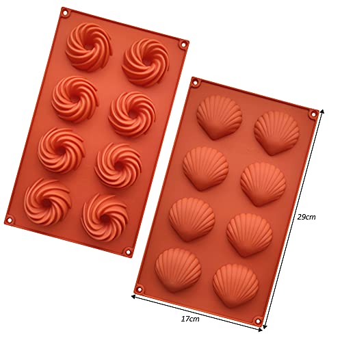 HautHome Molde de silicona pequeño de 8 cavidades,4 paquetes de moldes para hornear para hacer chocolate, Tarta, Gelatina, Pudín, Muffin, Jabón,pasteles, gelatinas y mousse de cúpula
