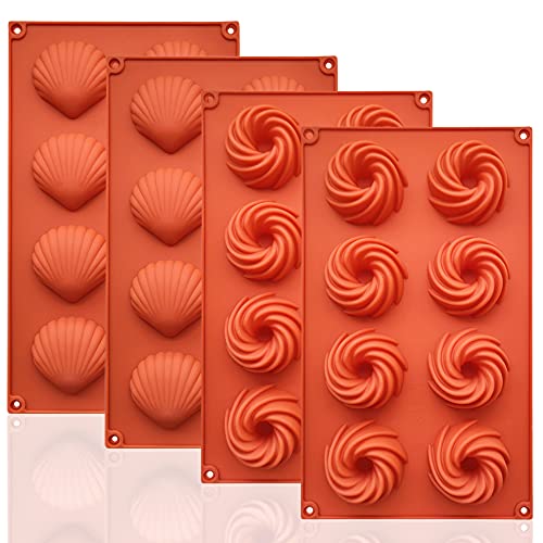 HautHome Molde de silicona pequeño de 8 cavidades,4 paquetes de moldes para hornear para hacer chocolate, Tarta, Gelatina, Pudín, Muffin, Jabón,pasteles, gelatinas y mousse de cúpula