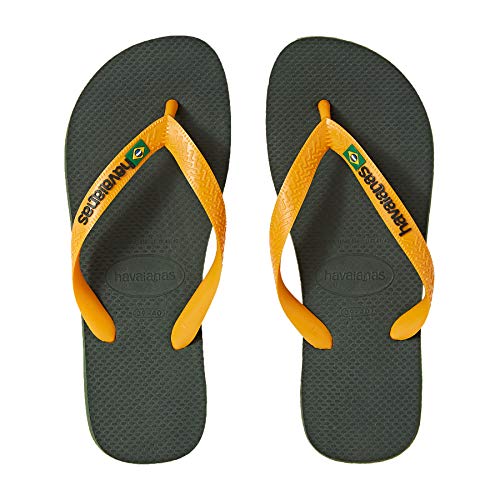 Havaianas Brasil Logo, Chanclas, para Unisex adulto, Oliva Verde / Naranja Vibrante, 41/42 EU