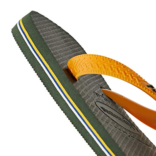 Havaianas Brasil Logo, Chanclas, para Unisex adulto, Oliva Verde / Naranja Vibrante, 41/42 EU