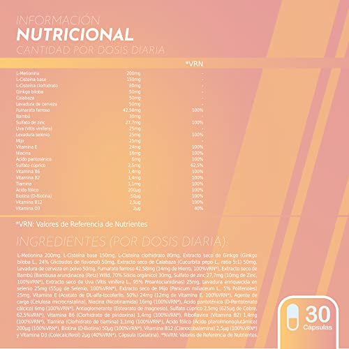 Healthy Fusion Efectivo Anticaída, Crecimiento para el cabello, Estimula el crecimiento, Aumenta volumen y densidad, Fortalece la raíz, Aporta brillo y luminosidad, Para mujeres y hombres, 30 cápsulas