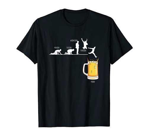 Hombre Días De La Semana Viernes Cerveza Alcohol Fiesta Pub Regalo Camiseta