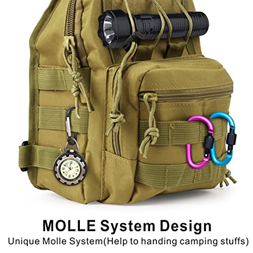 Idefair Bolsa de pecho táctica, impermeable militar Sling Molle Bolso de hombro Mochila de pecho Ligero Sling Messenger Pack Mini bolsa de camping para deportes al aire libre Senderismo Trekking Caza