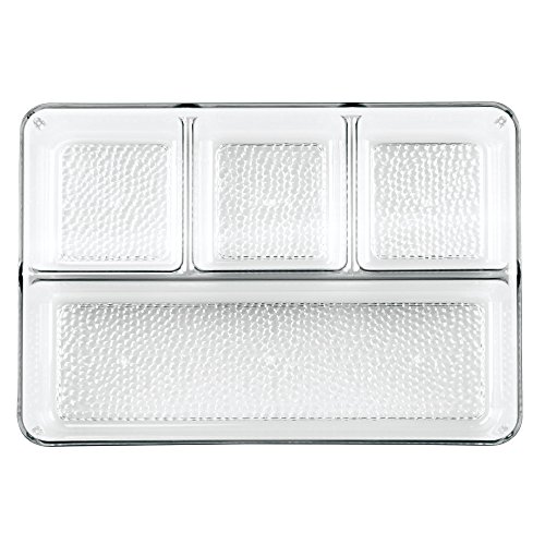 iDesign Organizador de maquillaje, organizador de cajones de plástico con textura, caja organizadora con 4 compartimentos para cosméticos, transparente