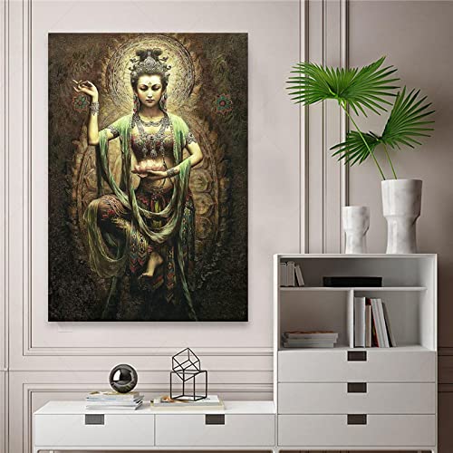 Impresiones de imágenes Kwan Yin y Guanyin, arte de pared para habitación, carteles en lienzo, pintura, decoración para sala de estar, 60x80cm sin marco