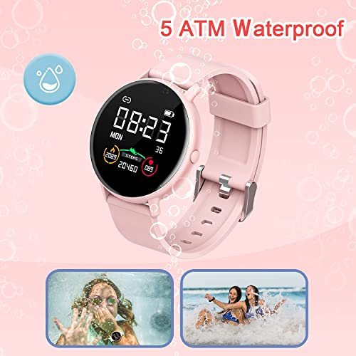 IOWODO Smartwatch Mujer con Oxímetro(SpO2), Reloj Inteligente Impermeable 5ATM con Notificación de Mensajes Esfera Personalizada Pulsometro Sueño ,Pulsera Actividad Inteligente Para IOS Android