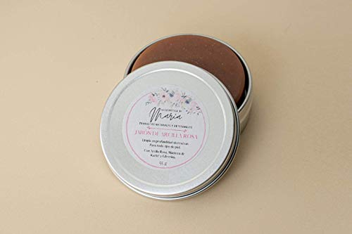 Jabón facial purificante de arcilla rosa y cacao - 100% ecológico, vegano y hecho a mano