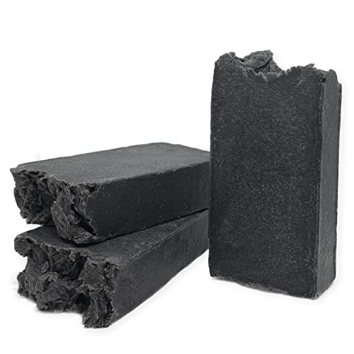 Jabón Natural de Carbón Activo - Jabon de Manos, Cuerpo, y Cara Limpiador Piel Grasa, Pastilla Sólida Ecológica y Artesanal, Fabricado en España, Vegano y Sin Aceite de Palma (100 g)