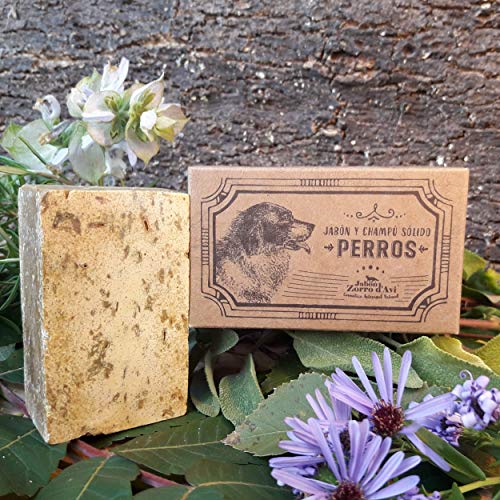 Jabón Zorro D’Avi | Champú Sólido Natural y Ecológico para Perros | 120 gr | Jabón Sólido para Perros | Antiséptico y Repelente | Fabricado en España