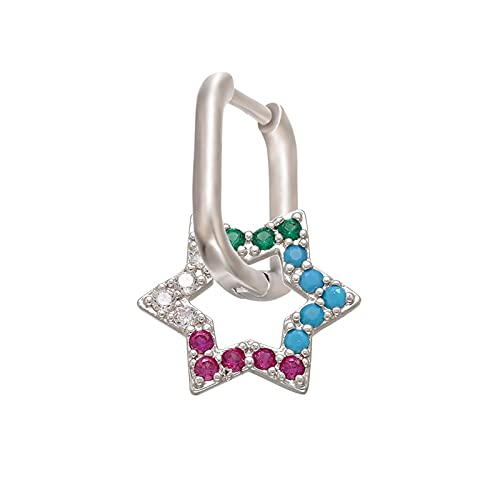 JIUXIAO Pendientes de aro pequeños de Cristal de 1 Pieza Color Dorado/Plateado Corazón Rectangular Redondeado Pendientes de Mujer Ve230-Color Dorado