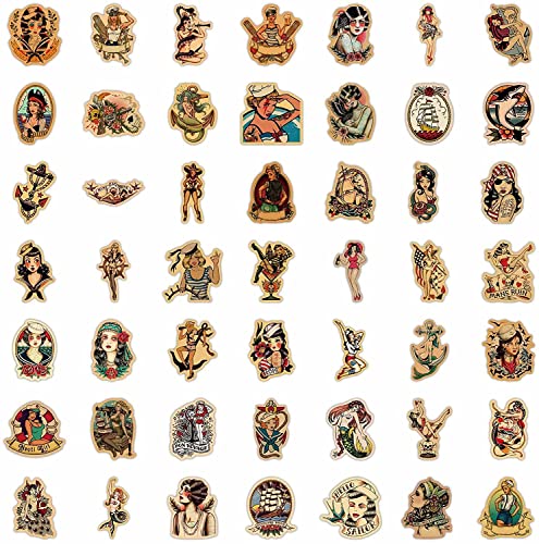 Juego de 100 pegatinas vintage de Sailor Jerry para adultos, vinilo resistente al agua, retro pinup Girl ofertas para ordenador portátil, botella de agua, coche, moto,equipaje, decoración sexy