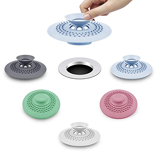 Juego de 5 tapones de drenaje para ducha, tapón de silicona para fregadero, trampa para el cabello, colectores de desagüe, protectores para el suelo, la ropa de cocina, el baño y el baño