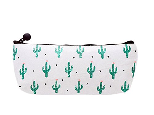 JUNGEN Lápiz de moda caso impreso cactus hermosa lona lápiz bolsa simple producto de oficina para estudiantes