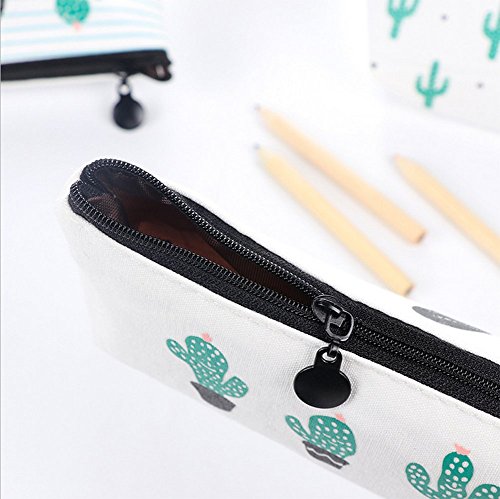 JUNGEN Lápiz de moda caso impreso cactus hermosa lona lápiz bolsa simple producto de oficina para estudiantes