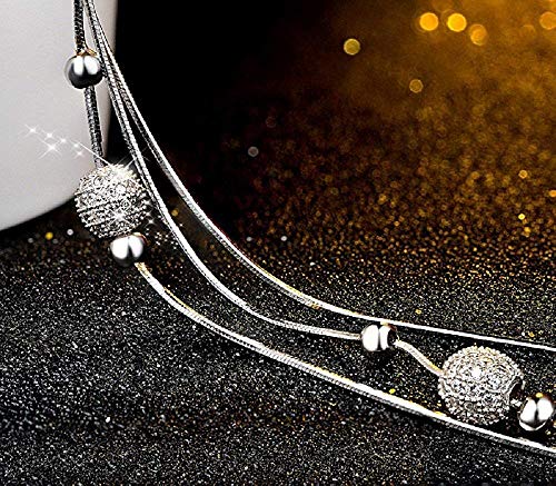 J.Vénus 925 - Pulsera de plata fina para mujer con óxido de circonio redondo, cadena ajustable para boda, regalo para mujeres madres esposas, regalo únicamente, amour(19,5 cm)