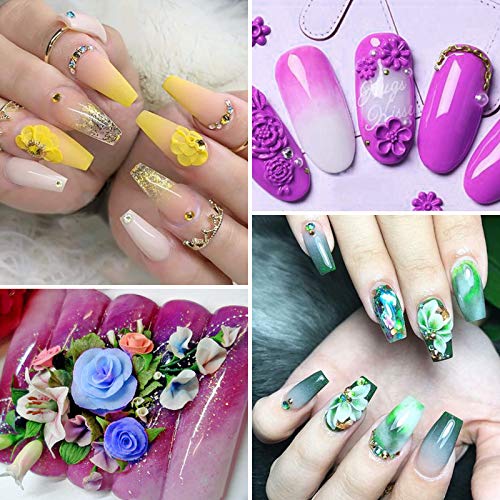 Kalolary Esmalte de Uñas de Arte,12 Colores Escultura tallada en gel para uñas con 1 bolígrafo de para esculturas de uñas, 1 cortador de cutículas de doble punta y un pincel