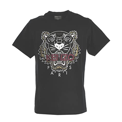 Kenzo Camiseta Tiger para hombre, color negro, 100% algodón, talla pequeña, Negro , M corto