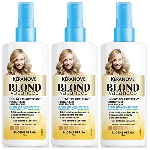 Kéranove Blond vacaciones Spray éclaircissant sin aclarado óleo de monoï/camomila – Lote de 3