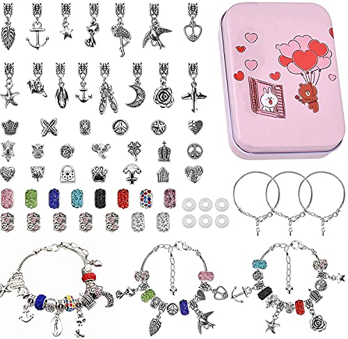 Kit para Hacer Pulseras Niñas, Regalo Original Niñas , Kit fabricación Joyas niñas, Juego para niña, Kits para Hacer bisutería, Regalo Año Nuevo Cumpleaños Navidad para Niñas de 5-17 Años(56pcs 1)
