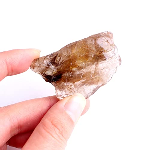 KUYIN Cristal de Potencia 1 PC Claro Natural Encantador Pelo Amarillo Cristal Oro rutilado Cuarzo peluqueria Piedra Muestra Mineral espécimas casero decoración Adecuado para Regalos. (Color : 20-30g)