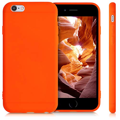 kwmobile Carcasa para Apple iPhone 6 / 6S - Funda para móvil en TPU Silicona - Protector Trasero en Naranja neón