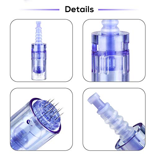 KYTRIBE 10pcs Dermapen Agujas Cartucho de repuesto puntas cartucho Slot bayoneta, paquete individual, desinfección estéril, promover la absorción del suero, antienvejecimiento facial (36 Agujas)
