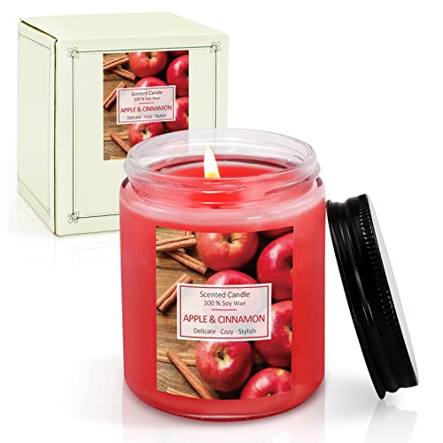 LA BELLEFÉE Velas Arománticas Grande Perfumadas con Aroma de manzana y canela Cera de Soja Set de Regalos aliviar el estrés y relajación con aromaterapia