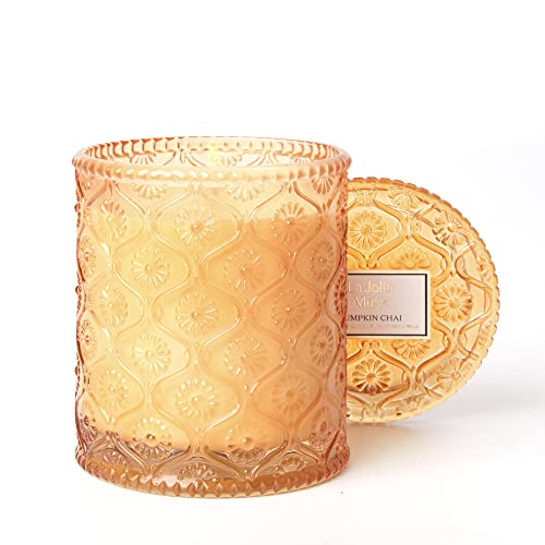LA JOLIE MUSE Vela Aromática de Calabaza Chai, Vela de Cera Natural para el Hogar, 55 Horas de Combustión, Decoración y Fragancia para el Hogar, Frasco de Vidrio, 230g