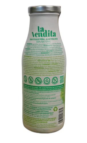 La Vendita Jugo De Aloe Vera Puro Para Beber Con Pulpa. Bebida Natural De Aloe Vera Puro Y Ecológico. Zumo Bebible 100% Organico Y Natural. Bebida Detox En Envase De Vidrio De Medio Litro (0,5L)