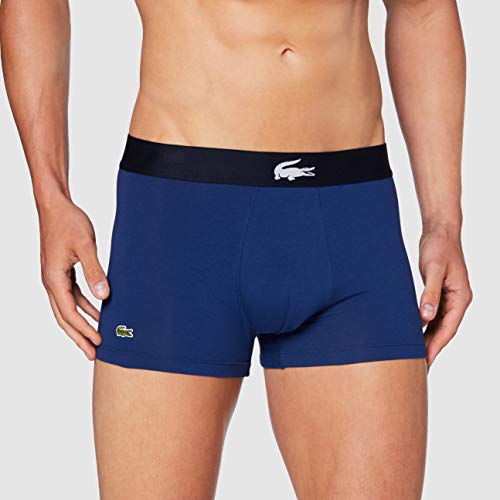 Lacoste 5H1774 Boxer Corto para Hombre, Marine/Blanc-Argent Chine, M (Pack de 3)