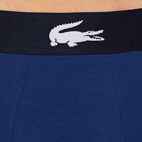 Lacoste 5H1774 Boxer Corto para Hombre, Marine/Blanc-Argent Chine, M (Pack de 3)