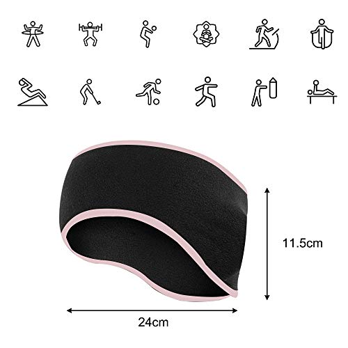 LATTCURE Cinta para la frente deportiva, elástica, 2 unidades, para invierno, para mujer, hombre, niña, térmica, antideslizante, para correr, esquiar fuera del deporte (negro)