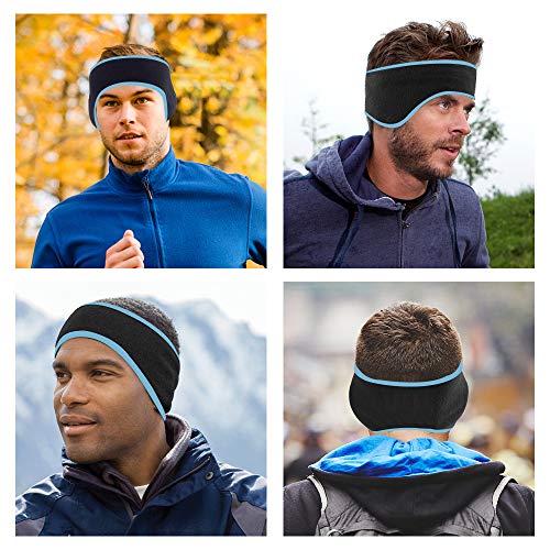 LATTCURE Cinta para la frente deportiva, elástica, 2 unidades, para invierno, para mujer, hombre, niña, térmica, antideslizante, para correr, esquiar fuera del deporte (negro)