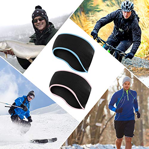 LATTCURE Cinta para la frente deportiva, elástica, 2 unidades, para invierno, para mujer, hombre, niña, térmica, antideslizante, para correr, esquiar fuera del deporte (negro)