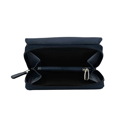Laura Biagiotti Cartera mujer de piel auténtica, espaciosa con caja de regalo, Navy 208,