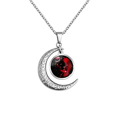 LEJAHAO Constelaciones Collar Virgen Los Signos del Zodiaco con Colgante Luna Horoscopo Personalizado Largos Gargantilla Cadenas Moon Necklace Joyas Acero Inoxidable por Hombres Mujeres Chico Niña