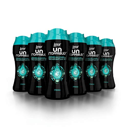 Lenor Ambientador Bucato Lavadora Unstoppables, 6 x 210 g, Fresh, Maxi Formato, Intensificador de Perfume Bucato No Stop, hasta 12 semanas en el armario, 100% plástico reciclado