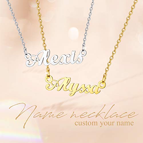 Letras de Nombres Anna Collares Resistentes Metálicos Acero Inoxidable 316L Cadena Delgada Colgantes Modernos de Cuello para Femeninas Mujeres Parejas Novias