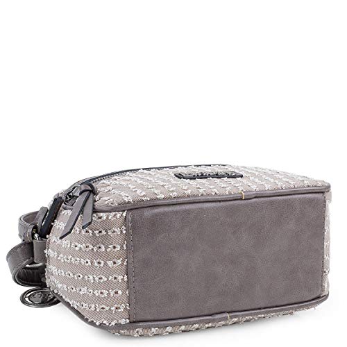 Lois - Bolso de Mujer Bandolera Ajustable. Forro Estampado y Bolsillo Interior. Bolsillos Exteriores con Cremallera. Llavero. Piel sintética - Polipiel y Lona Denim 306683, Color Beige