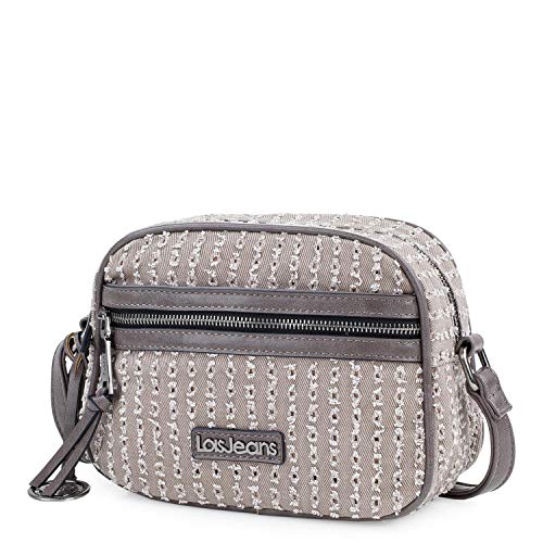Lois - Bolso de Mujer Bandolera Ajustable. Forro Estampado y Bolsillo Interior. Bolsillos Exteriores con Cremallera. Llavero. Piel sintética - Polipiel y Lona Denim 306683, Color Beige