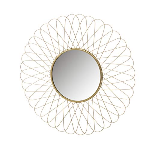 LOLAhome Espejo Flor Dorado de Metal de Ø 56 cm