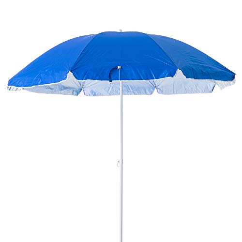 LOLAhome Pack sombrilla de Playa de Ø 200 cm Azul de Acero, y Soporte