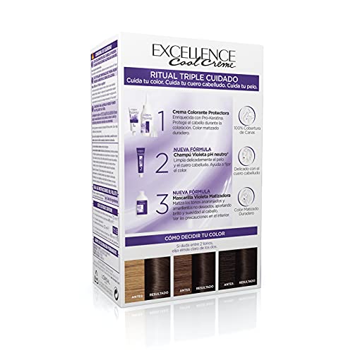 L'Oréal Paris Excellence Cool Creme Color Triple Cuidado, Tono 4.11 Castaño Ceniza Intenso - 260 g